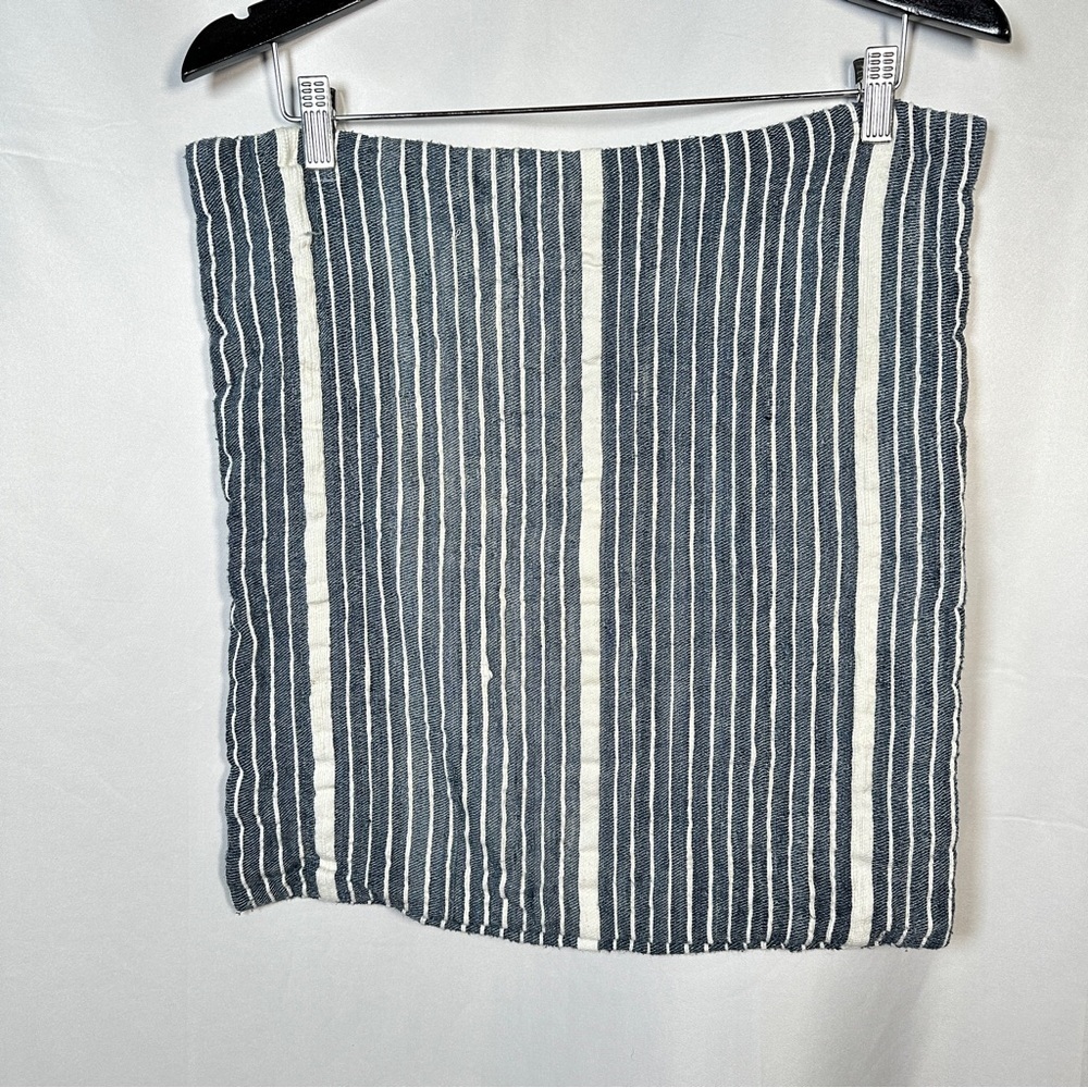 West Elm Silk Blend Striped Pillow Covers Button Front Set of 2 19x19 Navy - Picture 8 of 13